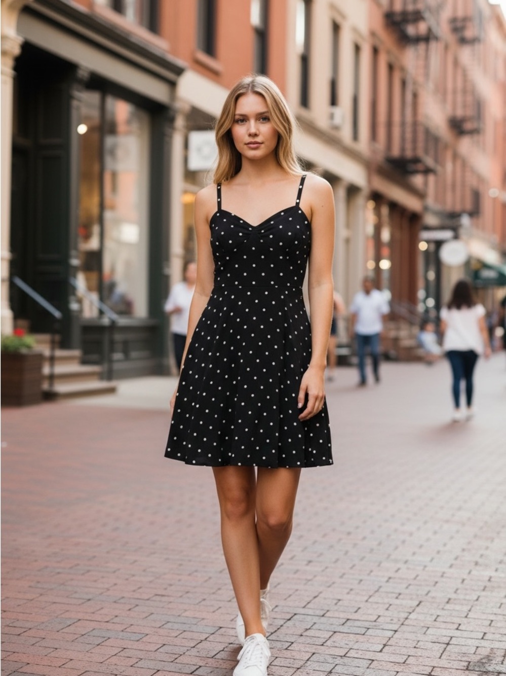 Old Navy Sleeveless Polka Dot Cami Dress - Black/White, Size XS
